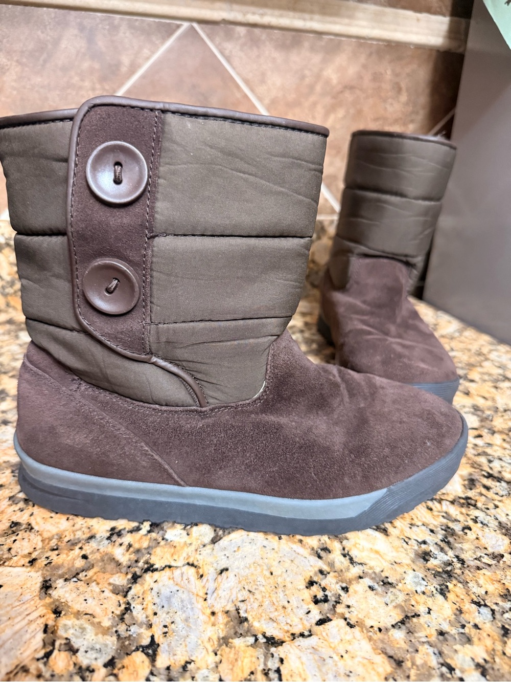 Lands End Womens Brown Casual Suede 394102 Mid Calf Winter Boots Size 8